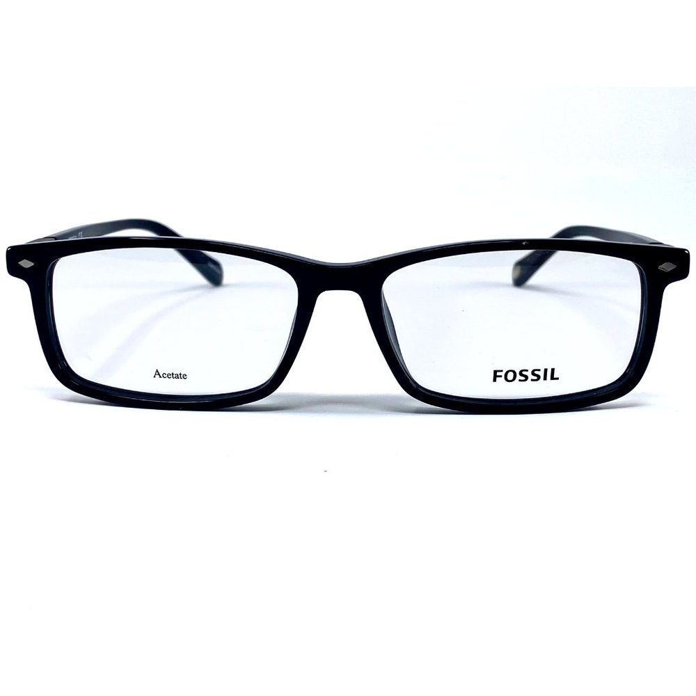 New FOSSIL Black Rectangle Acetate FOS7067 Mens Eyeglasses 55-16-145